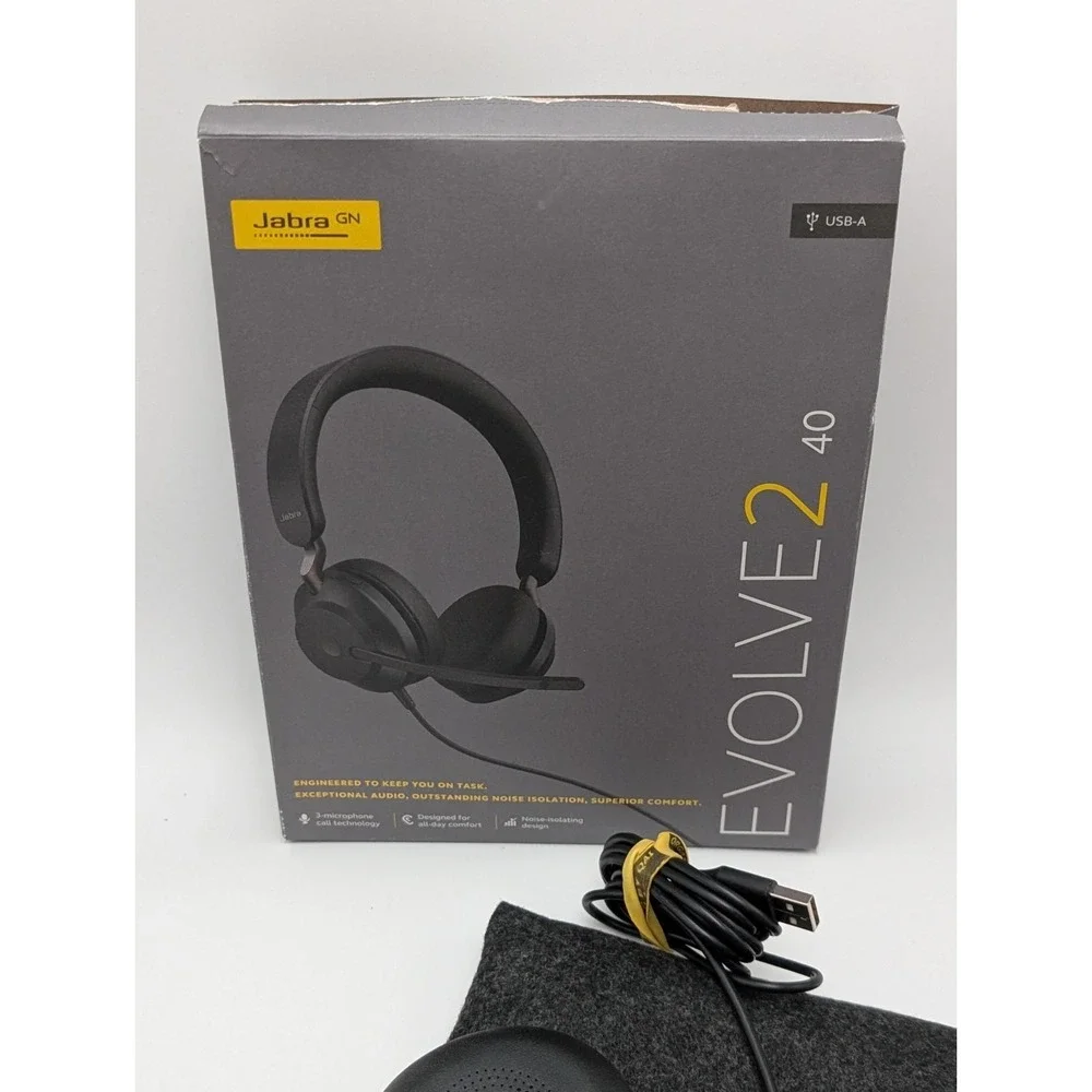 Jabra PC‎ Headset Wired Evolve2 40 On Ear Noise Cancelling USB-A Stereo HSC130